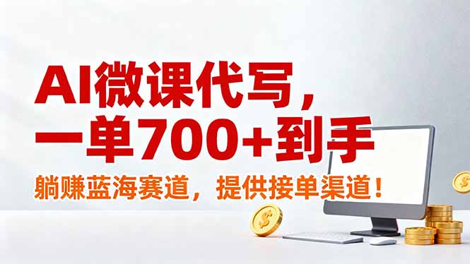 AI微课代写，一单700+到手，躺赚蓝海赛道，提供接单渠道！-项目网