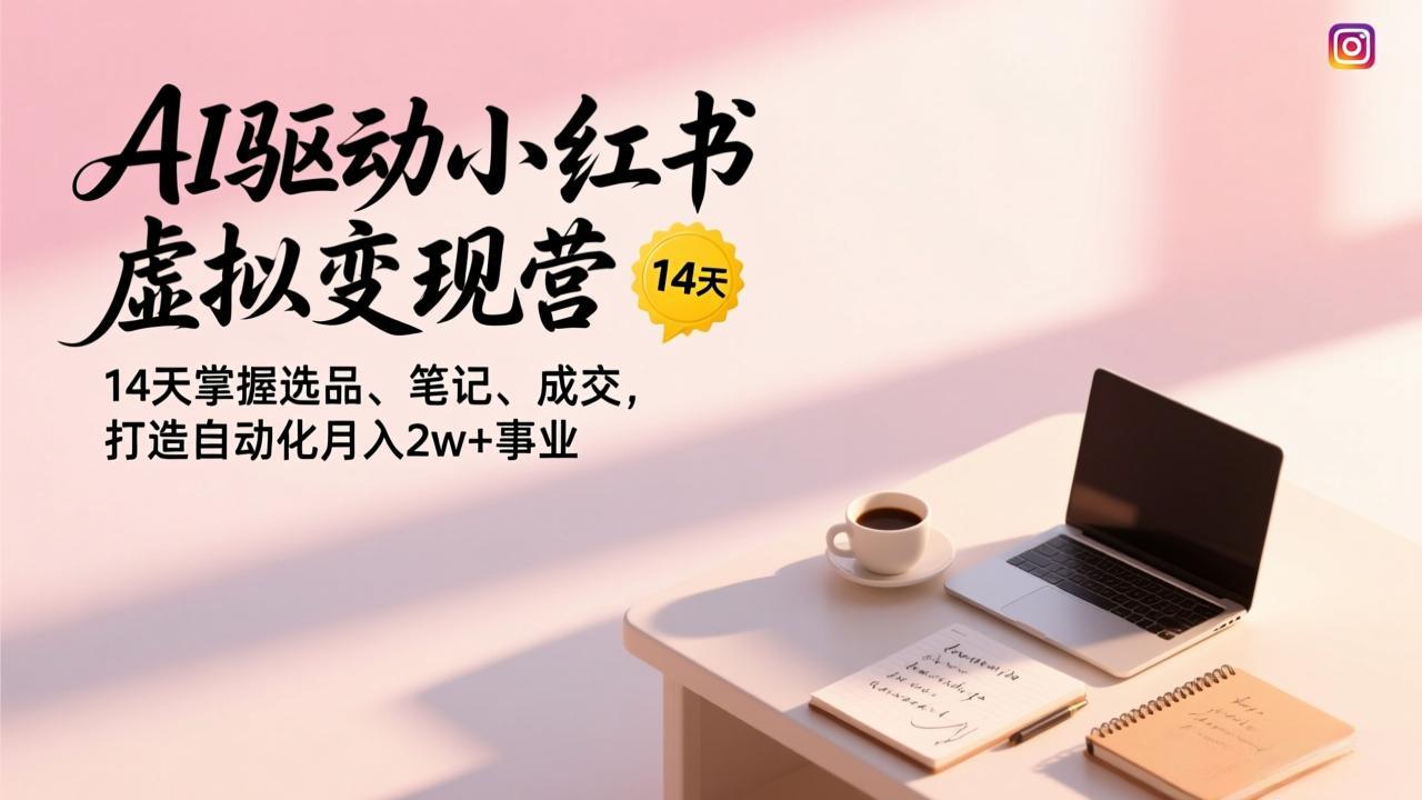 AI驱动小红书虚拟变现营，14天掌握选品、笔记、成交，打造自动化月入2w+事业-项目网