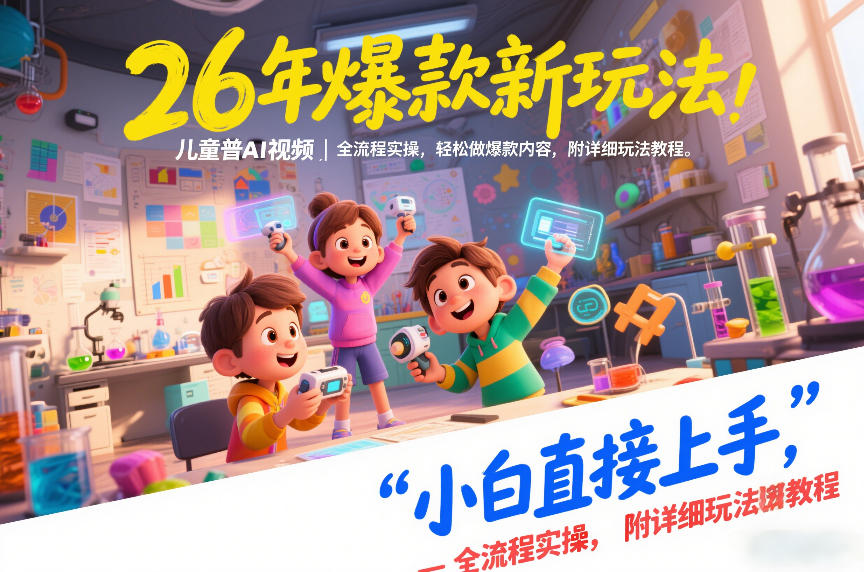 26年爆款新玩法，儿童科普AI视频，全流程实操，轻松做爆款内容，小白直接上手，附详细玩法教程-项目网