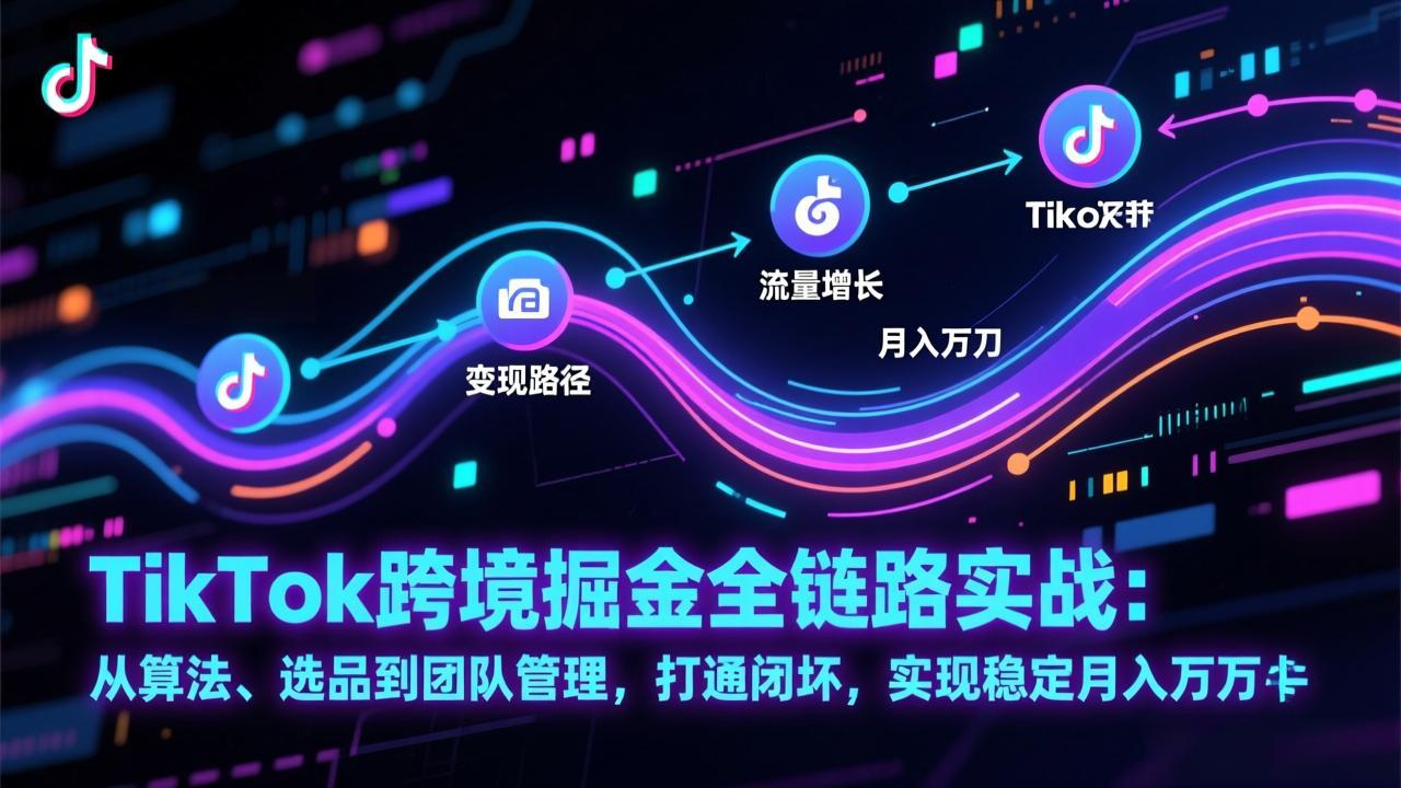 TikTok跨境掘金全链路实战：从算法、选品到团队管理，打通闭环，实现稳定月入万刀-项目网
