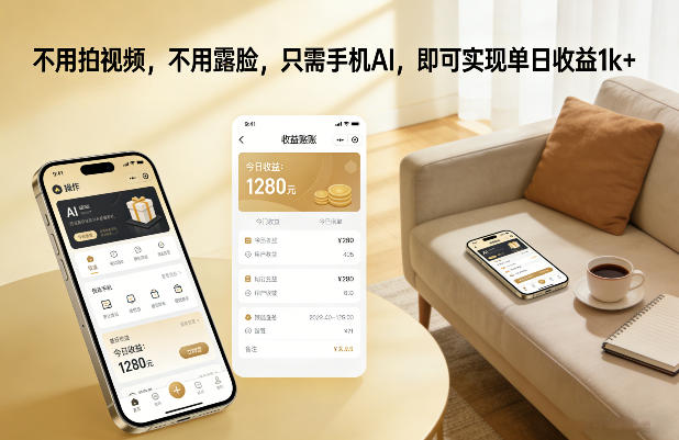 不用拍视频，不用露脸，只需手机AI，即可实现单日收益1k+【揭秘】-项目网