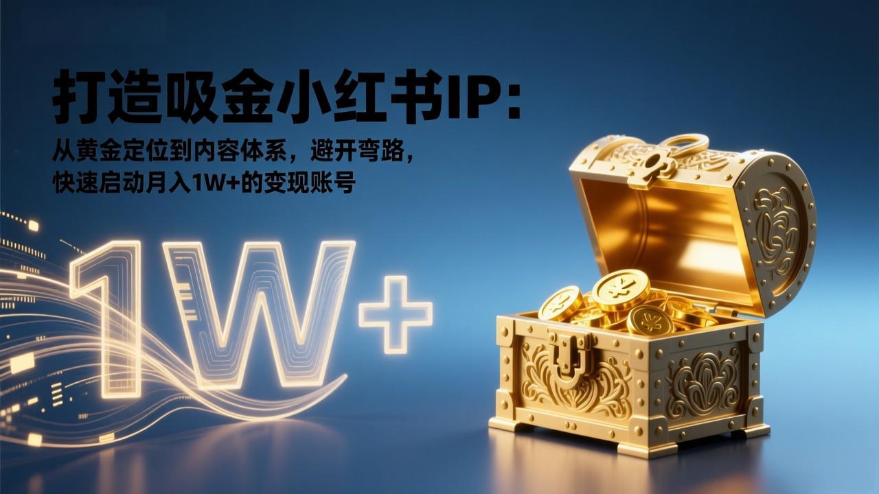 打造吸金小红书IP：从黄金定位到内容体系，避开弯路，快速启动月入1W+的变现账号-项目网