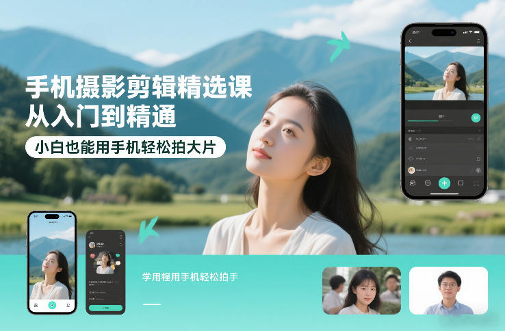 手机摄影剪辑精选课，从入门到精通，小白也能用手机轻松拍大片-项目网