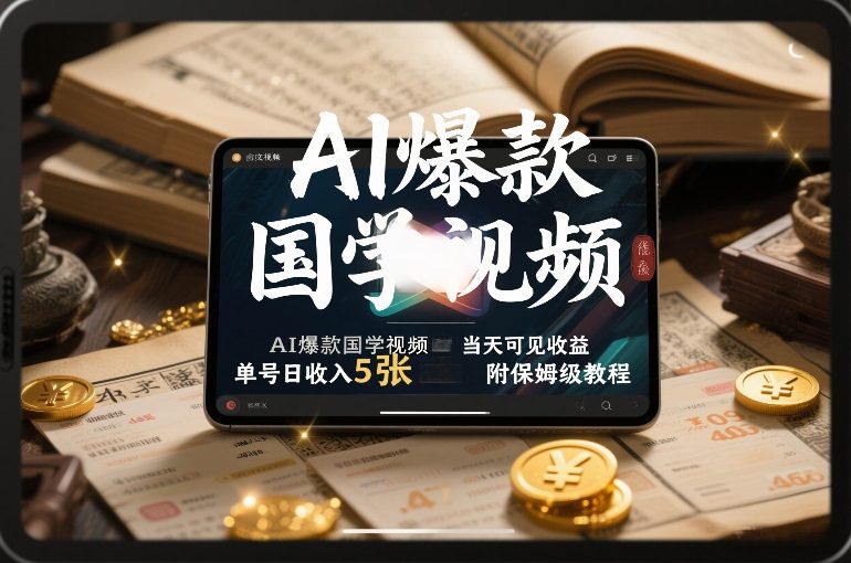 AI爆款国学视频，独家起号方法，小白直接上手，当天可见收益，单号日收入5张+附保姆级教程-项目网