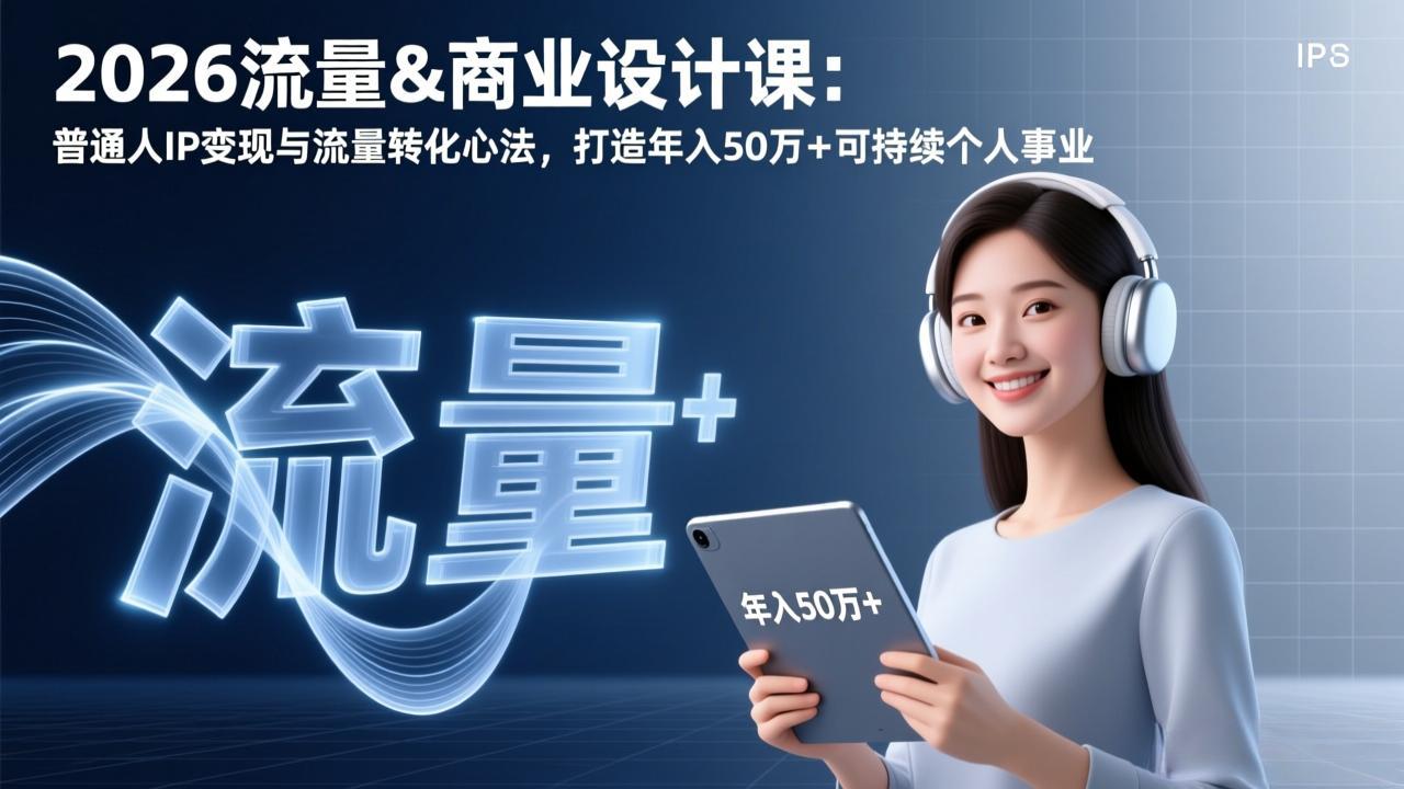 2026流量&商业设计课：普通人IP变现与流量转化心法，打造年入50万+可持续个人事业-项目网