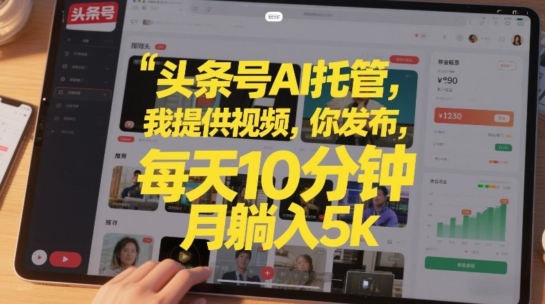 头条号AI托管，我提供视频，你发布，每天10分钟，月躺入5k+【揭秘】-项目网