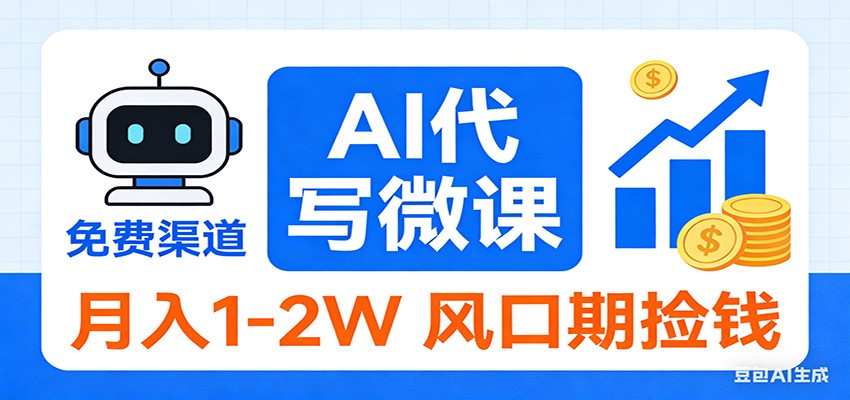 2026告别打工！AI 代写微课，提供免费渠道，月入 1-2W 风口期捡钱-项目网