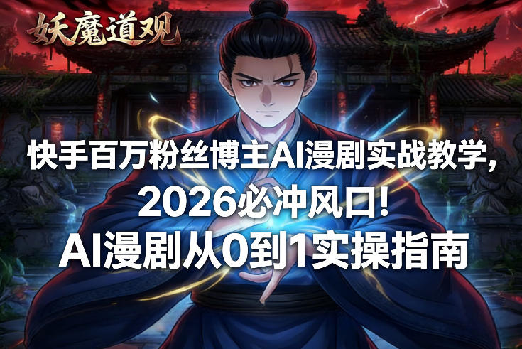 快手百万粉丝博主AI漫剧实战教学，2026必冲风口！AI漫剧从0到1实操指南-项目网