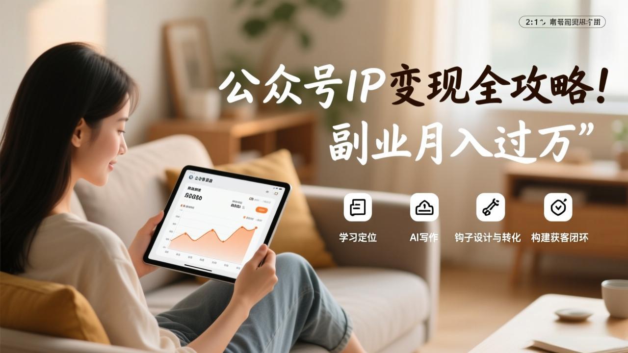 公众号IP变现全攻略，学习定位、AI写作、钩子设计与转化，构建获客闭环，副业月入过万-项目网