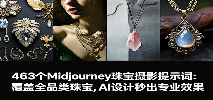 463个Midjourney珠宝摄影提示词：覆盖全品类珠宝，AI设计秒出专业效果-项目网