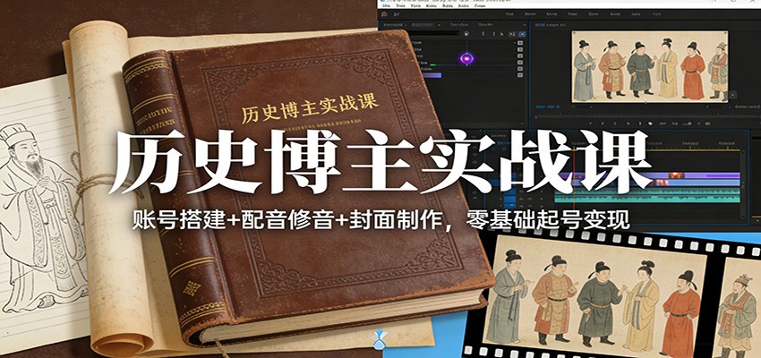 历史博主实战课：账号搭建+配音修音+封面制作，零基础起号变现-项目网