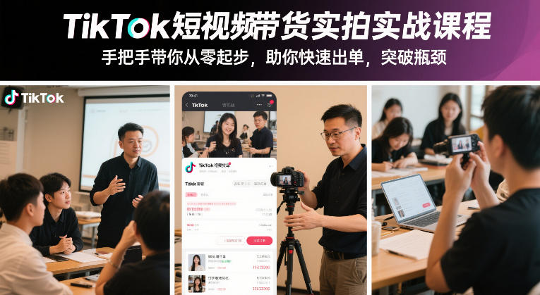 TikTok短视频带货实拍实战课程，手把手带你从零起步，助你快速出单，突破瓶颈-项目网