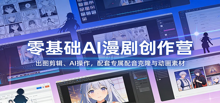 零基础AI漫剧创作营：出图剪辑、AI操作，配套专属配音克隆与动画素材-项目网