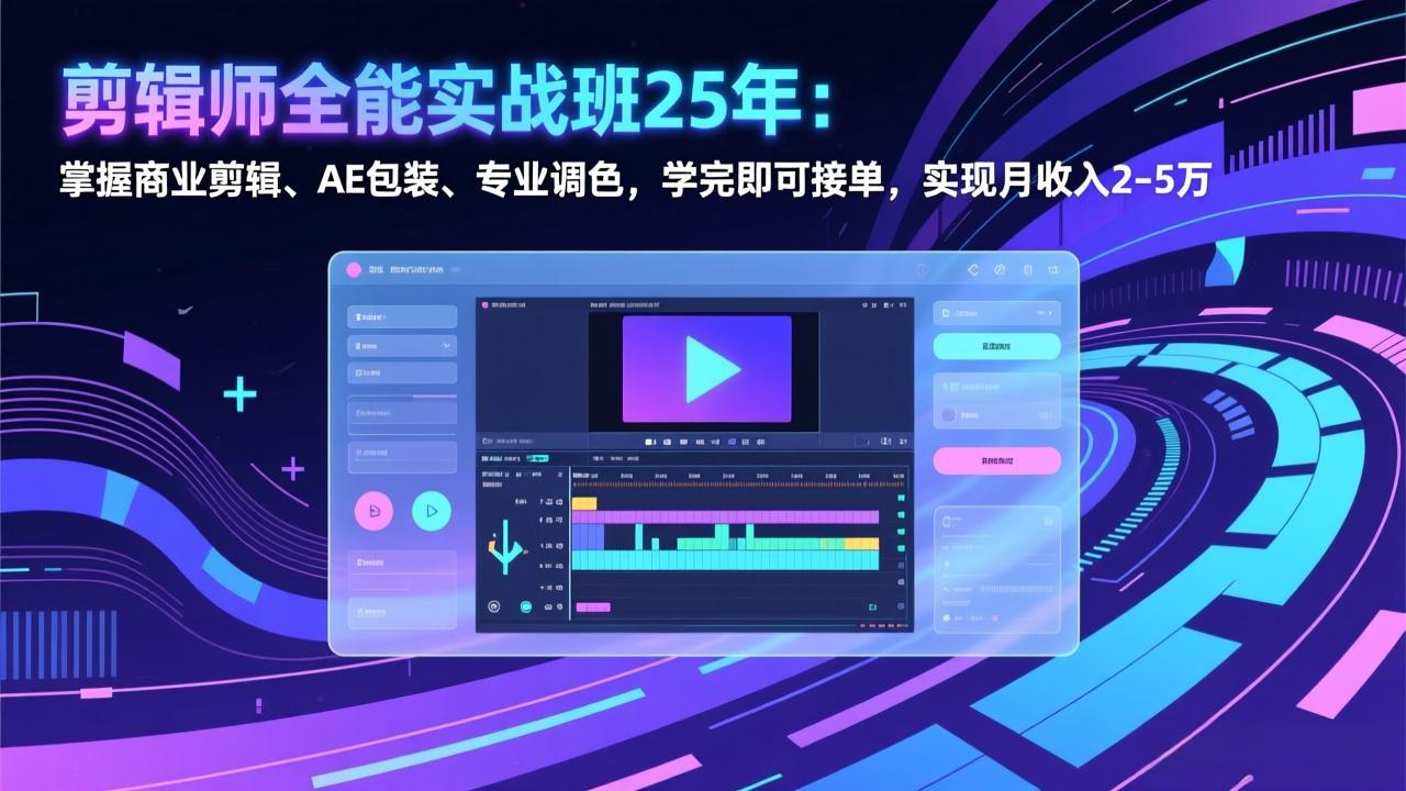 剪辑师全能实战班25年：掌握商业剪辑、AE包装、专业调色，学完即可接单，实现月收入2-5万-项目网