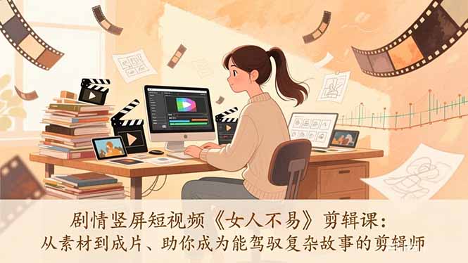 剧情竖屏短视频《女人不易》剪辑课：从素材到成片、助你成为能驾驭复杂故事的剪辑师-项目网