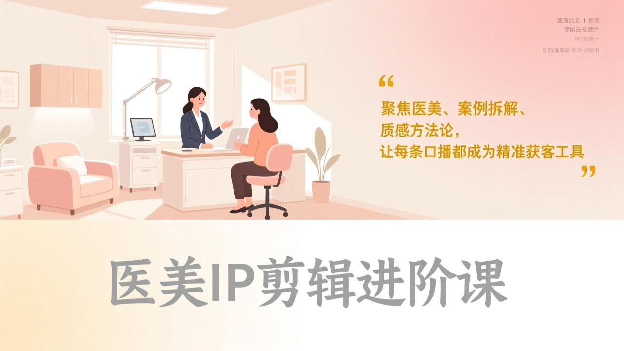 医美IP剪辑进阶课，聚焦医美、案例拆解、质感方法论，让每条口播都成为精准获客工具-项目网