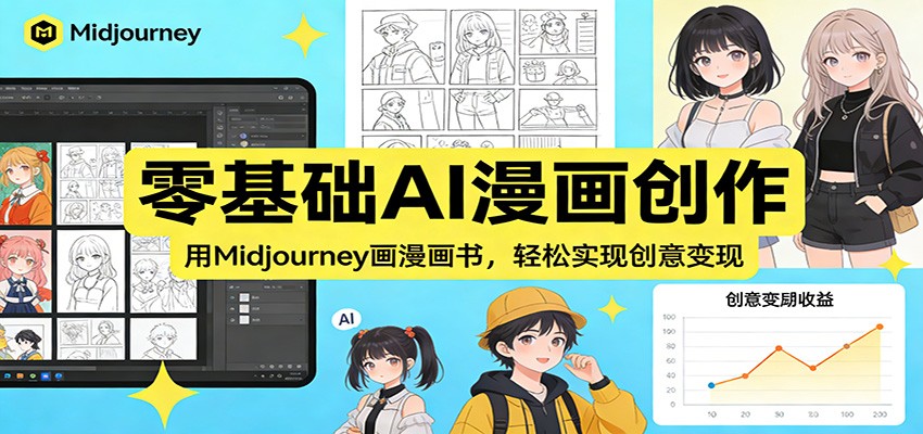 零基础AI漫画创作：用Midjourney画漫画书，轻松实现创意变现-项目网