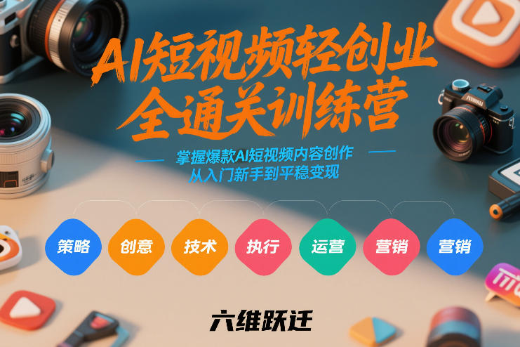AI短视频轻创业全通关训练营，掌握爆款AI短视频内容创作，从入门新手到平稳变现的六维跃迁-项目网