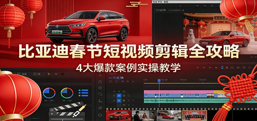 比亚迪春节短视频剪辑全攻略，4大爆款案例实操教学-项目网