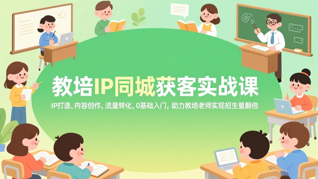 教培IP同城获客实战课，IP打造、内容创作、流量转化，0基础入门，助力教培老师实现招生量翻倍-项目网