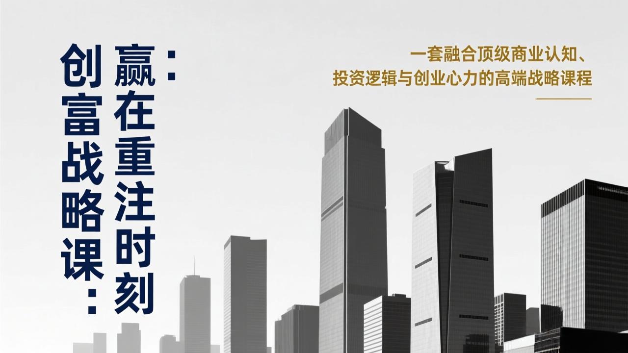《创富战略课：赢在重注时刻》一套融合顶级商业认知、投资逻辑与创业心力的高端战略课程-项目网