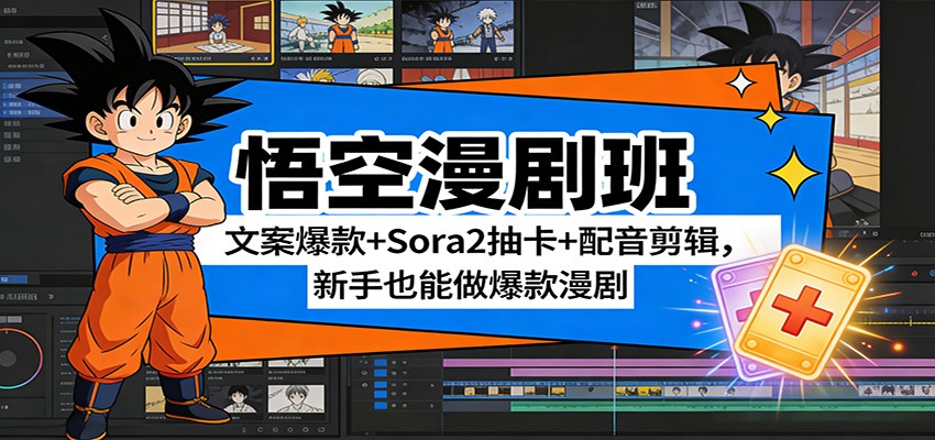 悟空漫剧班：文案爆款+Sora2抽卡+配音剪辑，新手也能做爆款漫剧-项目网