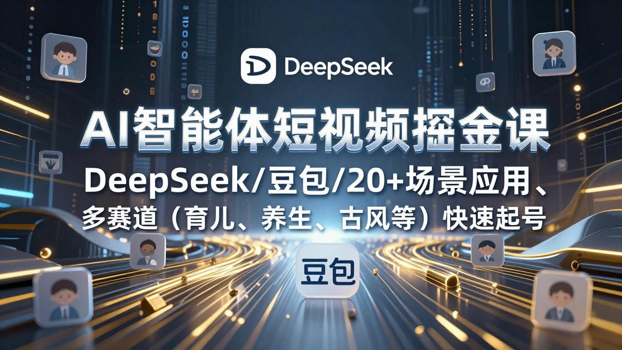 AI智能体短视频掘金课，DeepSeek/豆包/20+场景应用、多赛道(育儿、养生、古风等-项目网