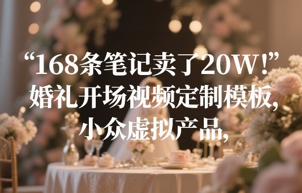 168条笔记卖了20W！婚礼开场视频定制模板，小众虚拟产品-项目网