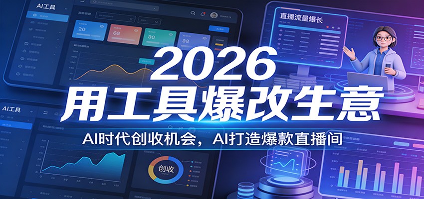 2026用工具爆改生意，AI时代创收机会，AI打造爆款直播间-项目网