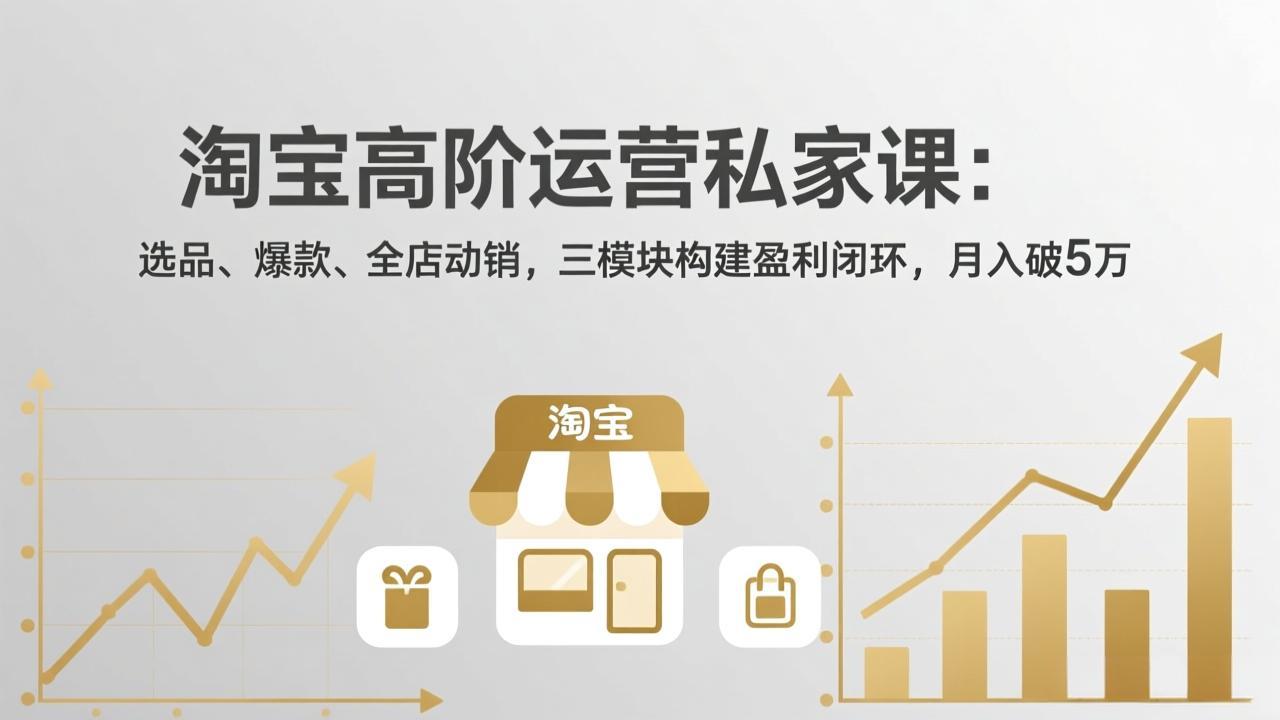 淘宝高阶运营私家课：选品、爆款、全店动销，三模块构建盈利闭环，月入破5万(更新26年2月-项目网