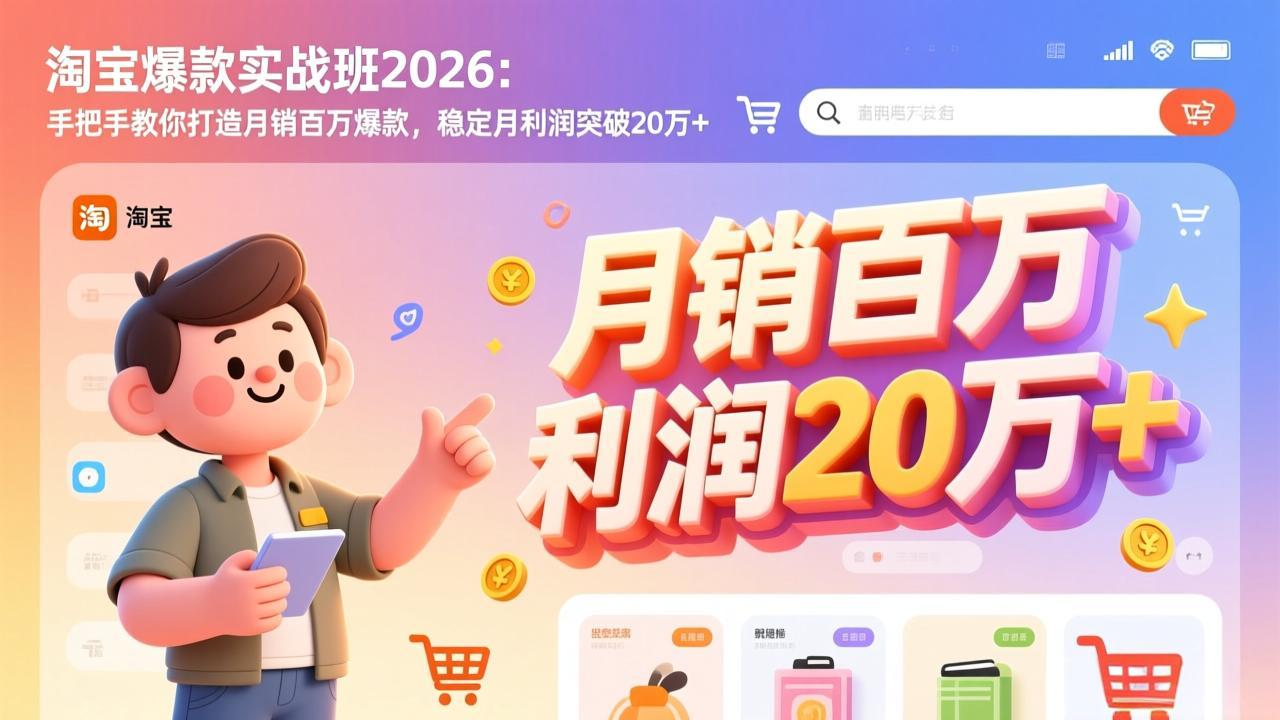淘宝爆款实战班-2026年2月更新：手把手教你打造月销百万爆款，稳定月利润突破20万+-项目网