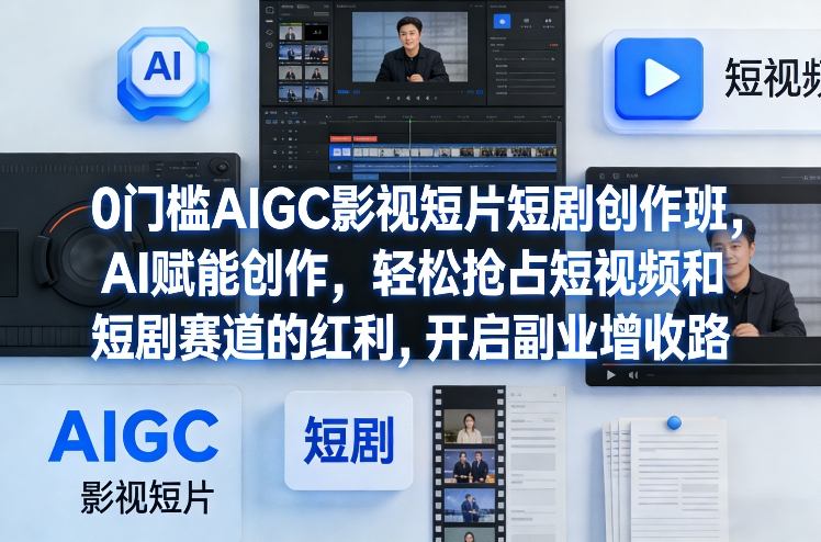 0门槛AIGC影视短片短剧创作班，AI赋能创作，轻松抢占短视频和短剧赛道的红利，开启副业增收路-项目网